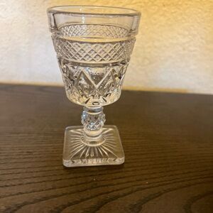 Vintage Pressed Glass Goblet - Clear Decorative Wine Glass